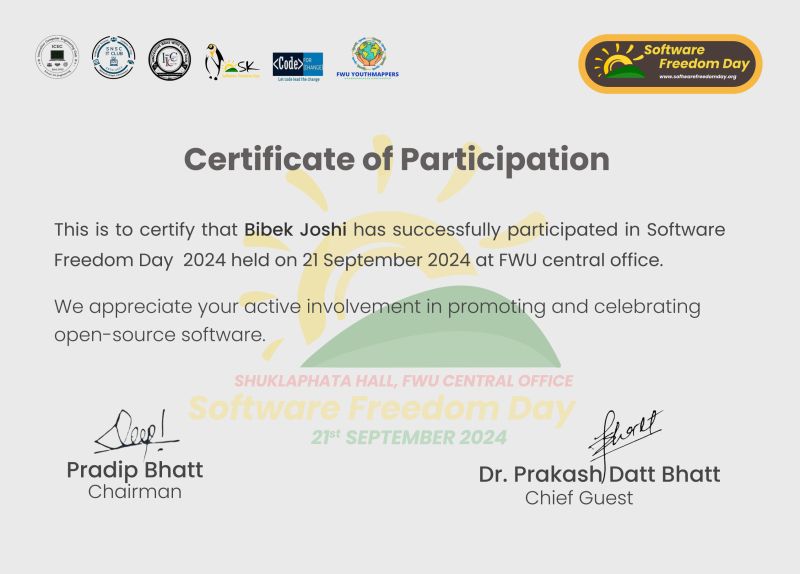 Software Freedom Day 2024 participation certificate