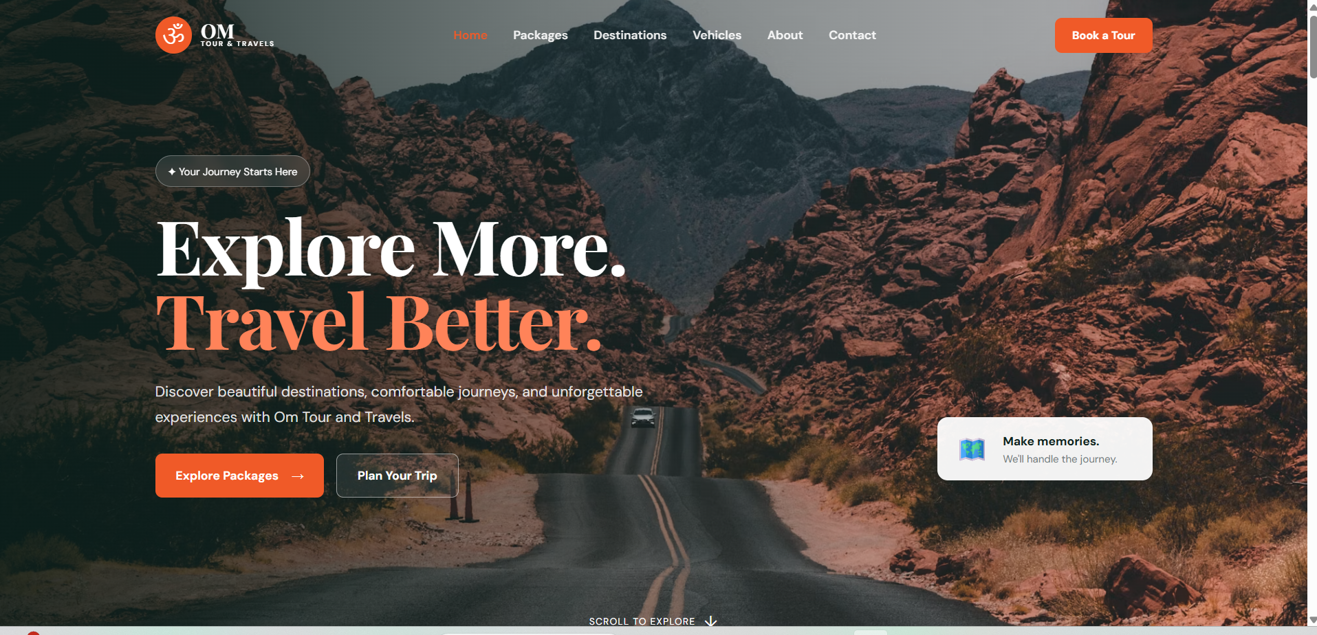 Screenshot of the Travel Website project